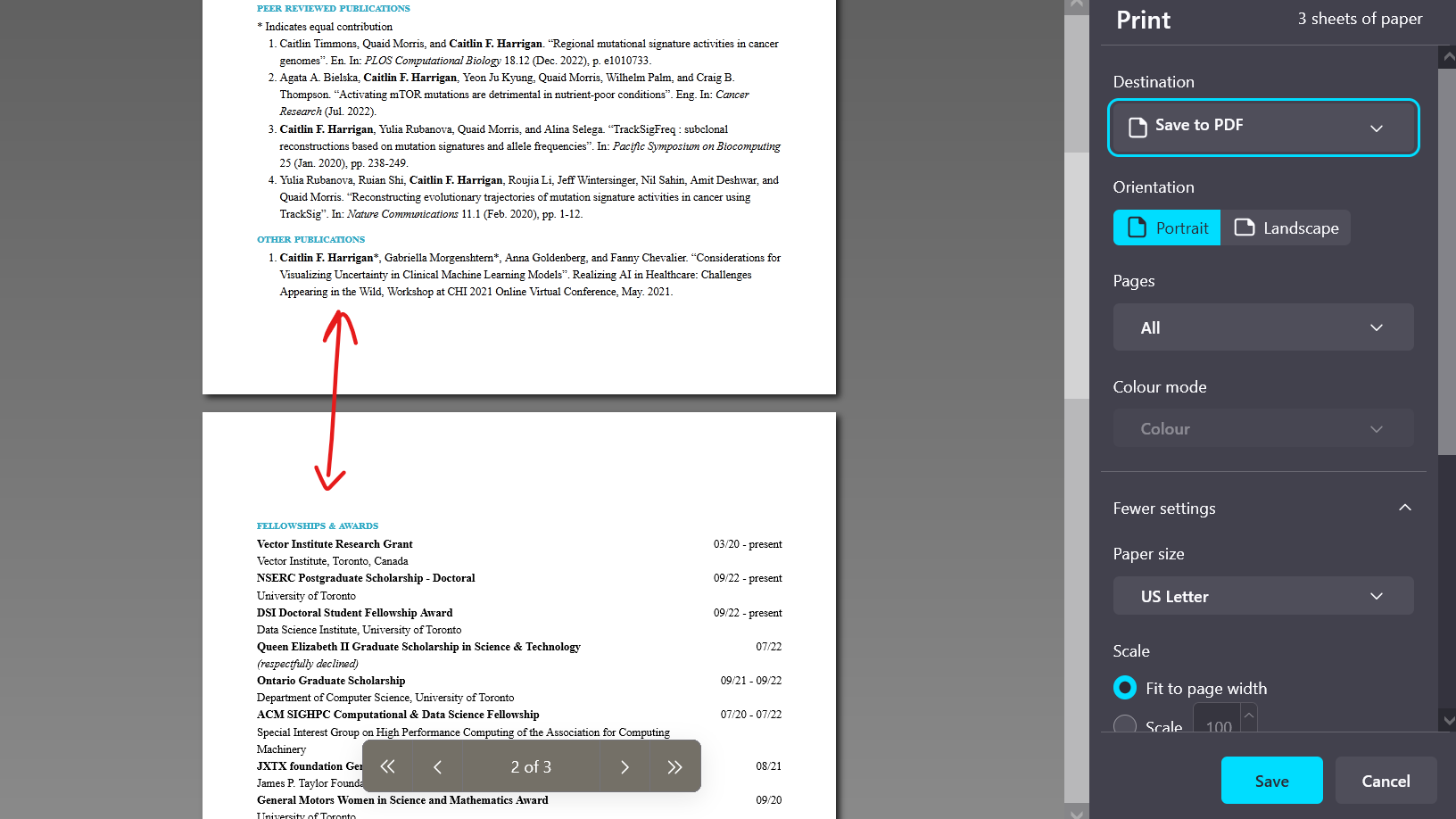 New spacing in PDF